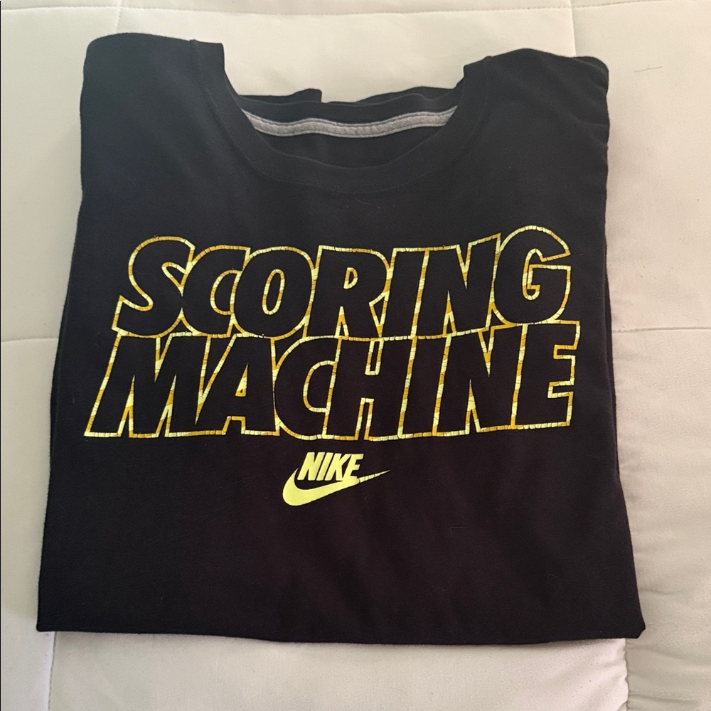 Nike Black Tee with Yellow Scoring Machine Print